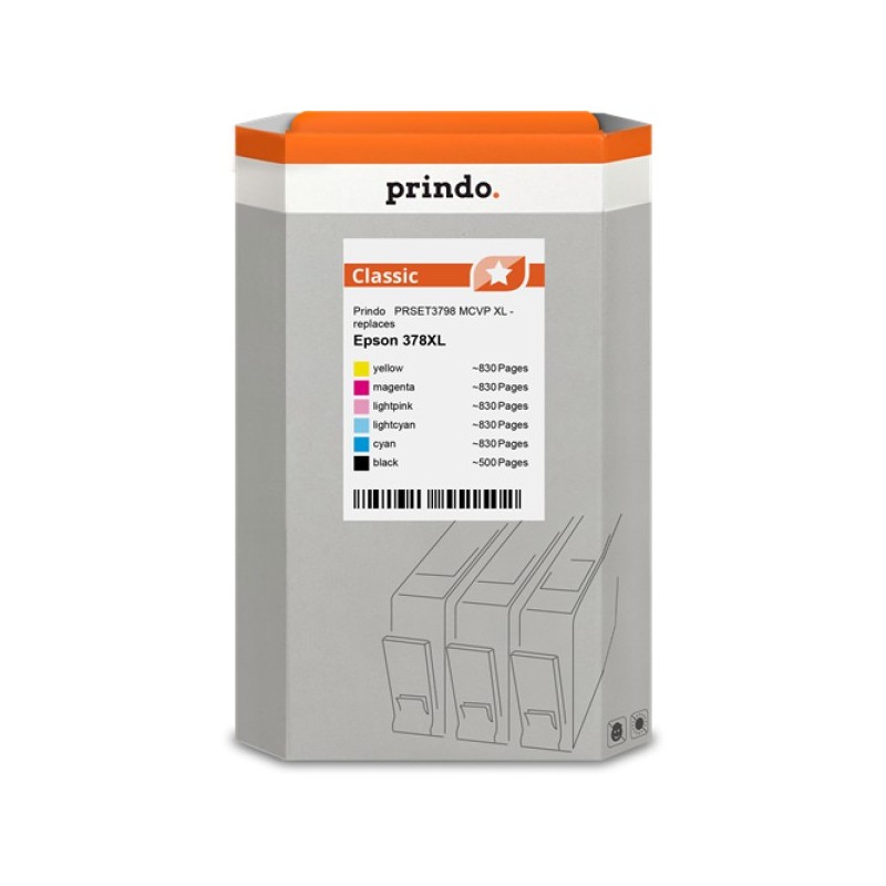 ORIGINAL Prindo Multipack nero / ciano / magenta / giallo / ciano (chiaro) / magenta (chiaro) PRSET3798 MCVP Classic XL