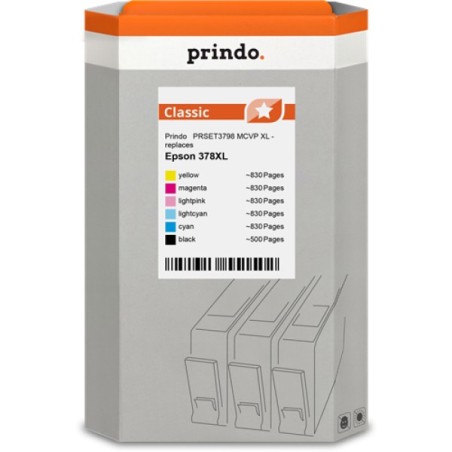 ORIGINAL Prindo Multipack nero / ciano / magenta / giallo / ciano (chiaro) / magenta (chiaro) PRSET3798 MCVP Classic XL
