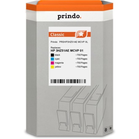 ORIGINAL Prindo Multipack nero / ciano / magenta / giallo PRSHP3HZ51AE MCVP Classic XL