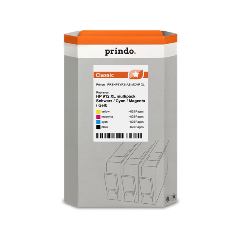 ORIGINAL Prindo Multipack nero / ciano / magenta / giallo PRSHP3YP34AE MCVP Classic XL