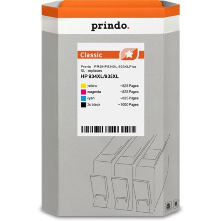 ORIGINAL Prindo Multipack nero / ciano / magenta / giallo PRSHP934XL 935XLPlus Classic XL alternativa per HP 2x C2P23AE (934XL) 