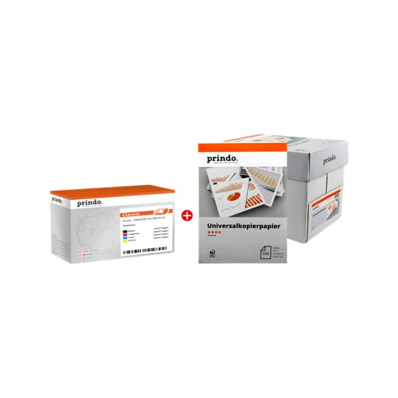 ORIGINAL Prindo Value Pack nero / ciano / magenta / giallo PRSHP971XL MCVP Classic XL 4 Tintenpatronen: 1x PRIHPCN625AE +1x PRIH
