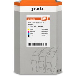 ORIGINAL Prindo Multipack nero / ciano / magenta / giallo PRSHPC2P42AE Classic XL alternativa per HP CN053AE (932 XL) + CN054AE 