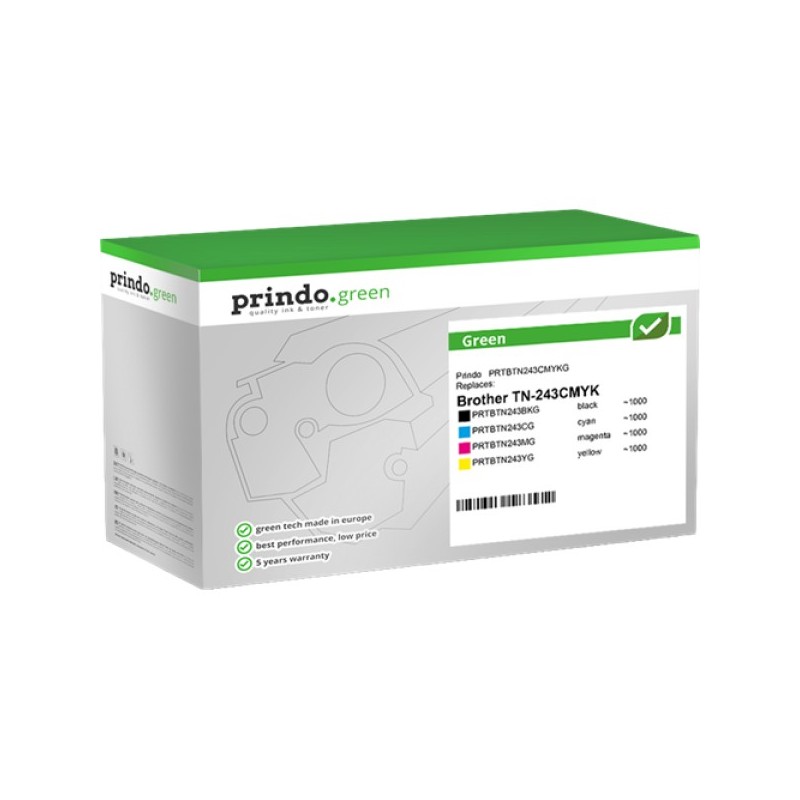 ORIGINAL Prindo Multipack nero / ciano / magenta / giallo PRTBTN243CMYKG Green ~4000 Seiten