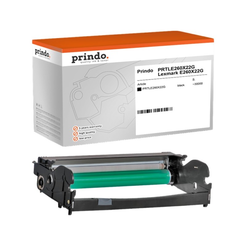 ORIGINAL Prindo Tamburo nero PRTLE260X22G Classic ~30000 Seiten alternativa per Lexmark E260X22G