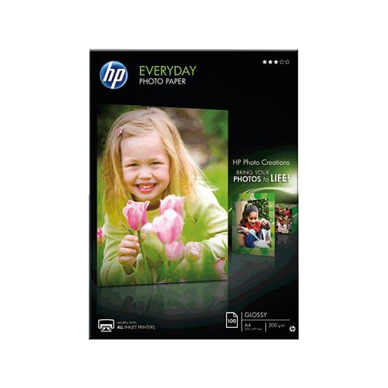 ORIGINAL HP Carta Bianco Q2510A Everyday Foto Papier, DIN A4, 200 g/m², 100 Fogli, lucido