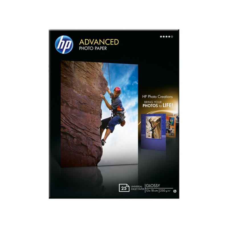 ORIGINAL HP Carta Bianco Q8696A Advanced hp® Advanced carta fotografica lucida / Q8696A 13 x 18 cm, 250 g/m², 25 fogli