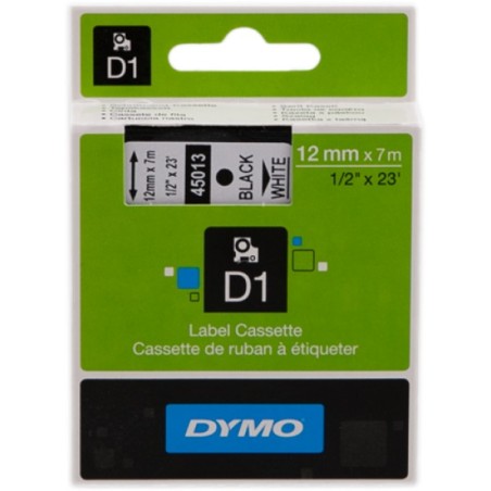ORIGINAL DYMO Nastro Nero su bianco S0720530 45013 12mm x 7m, Standard-D1-ruolo