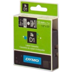 ORIGINAL DYMO Nastro Bianco su nero S0720610 45021 12mm x 7m, Standard-D1-ruolo