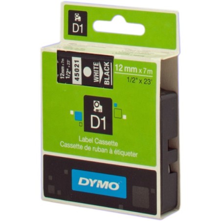 ORIGINAL DYMO Nastro Bianco su nero S0720610 45021 12mm x 7m, Standard-D1-ruolo