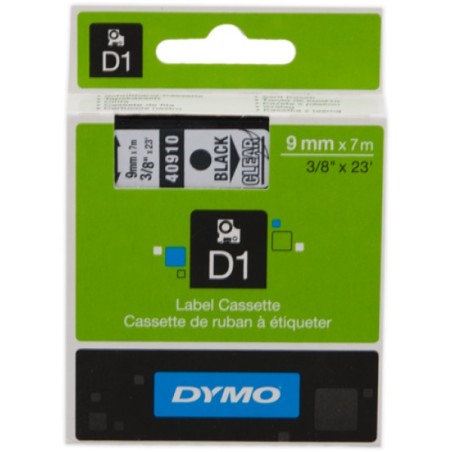 ORIGINAL DYMO Nastro Nero su trasparente S0720670 40910 9mm x 7m, nastro standard D1