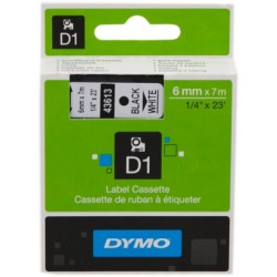 ORIGINAL DYMO Nastro Nero su bianco S0720780 43613 6mm x 7m, nastro standard D1