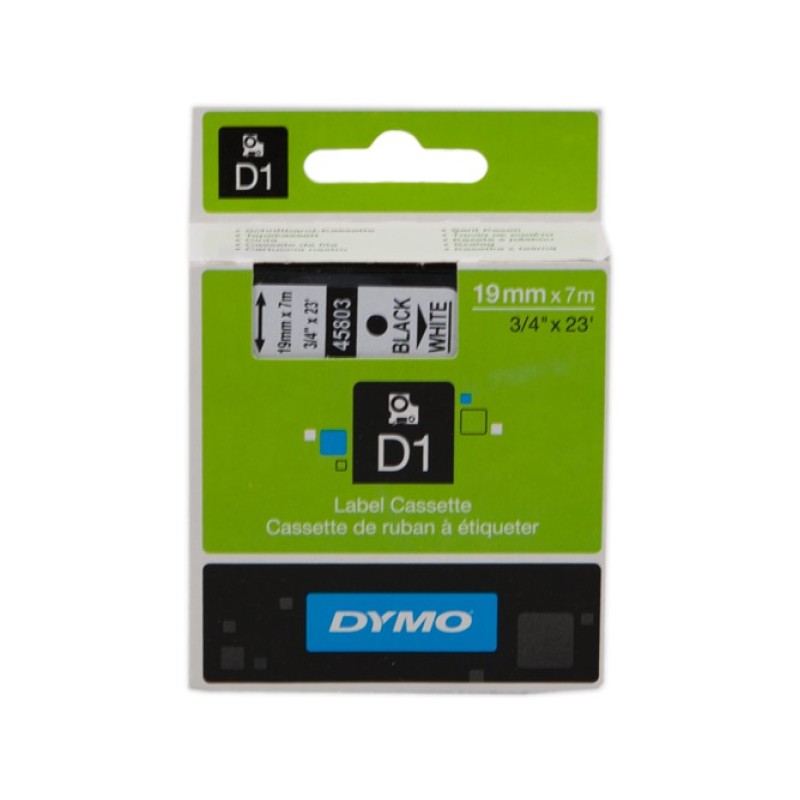 ORIGINAL DYMO Nastro Nero su bianco S0720830 45803 19mm x 7m, Standard-D1-ruolo
