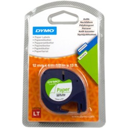 ORIGINAL DYMO Nastro Nero su bianco S0721520 LetraTAG LetraTAG banda di carta, 12mm x 4m