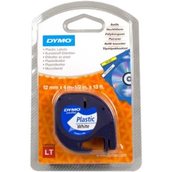 ORIGINAL DYMO Nastro Nero su bianco S0721660 91221 LetraTAG banda di materiale sintentico, 12mm x 4m
