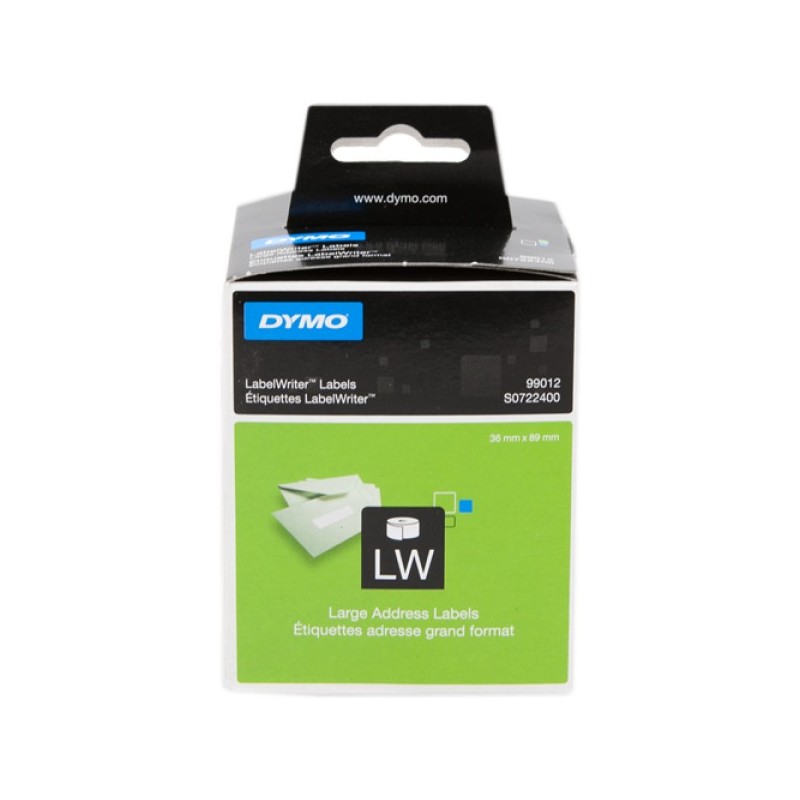 ORIGINAL DYMO Etichette Bianco S0722400 99012 etichette bianche per indirizzo, 89x36mm, 2x260 pezzi