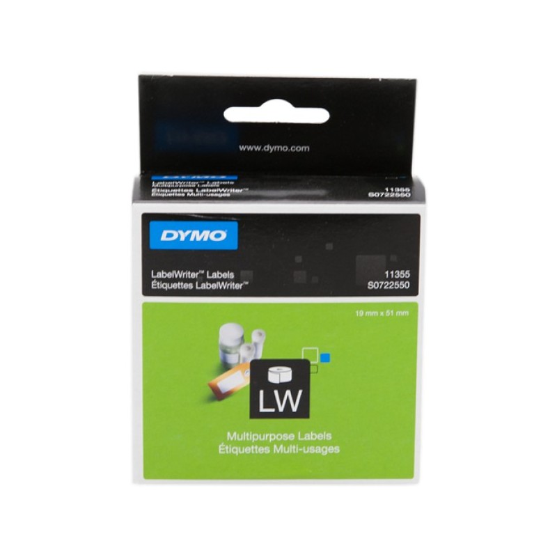 ORIGINAL DYMO Etichette Bianco S0722550 11355 etichette bianche, 19x51mm, 500 pezzi