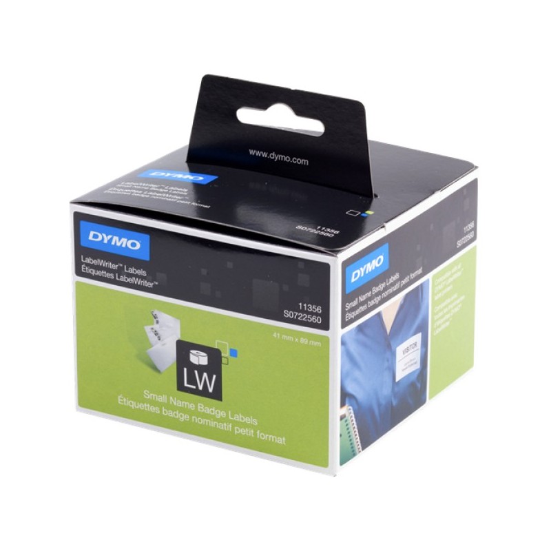 ORIGINAL DYMO Etichette Bianco S0722560 11356 1 rotolo di badge portanome, 41mm x 89mm, 300 etichette, carta rimovibile, bianco