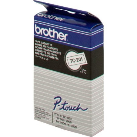 ORIGINAL Brother Nastro Nero su bianco TC-201 12 mm x 7,7 m, laminato