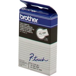 ORIGINAL Brother Nastro Nero su bianco TC-291 9 mm x 7,7 m, laminato