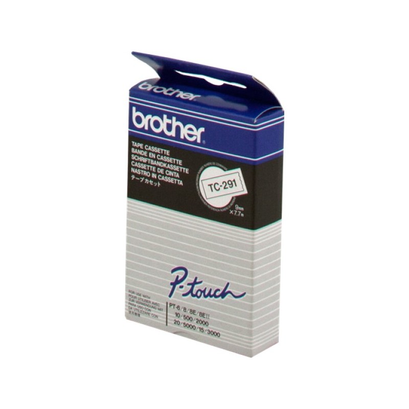 ORIGINAL Brother Nastro Nero su bianco TC-291 9 mm x 7,7 m, laminato