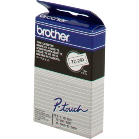 ORIGINAL Brother Nastro Nero su bianco TC-291 9 mm x 7,7 m, laminato