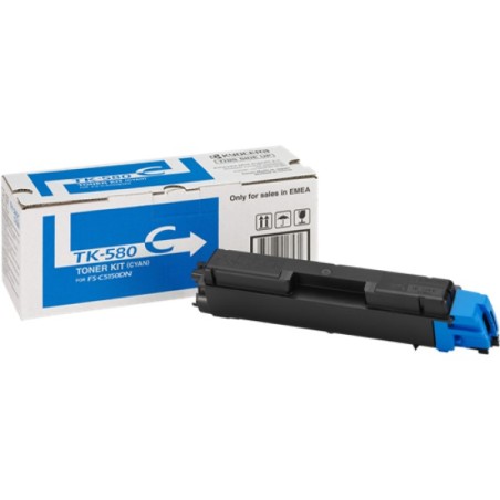 ORIGINAL Kyocera toner ciano TK-580c 1T02KTCNL0 ~2800 Seiten