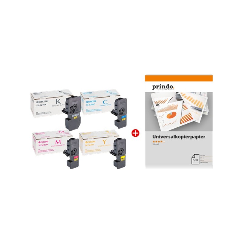 ORIGINAL Kyocera Value Pack nero / ciano / magenta / giallo TK-5240 MCVP 02 + Prindo Universal Papier 500 Blatt