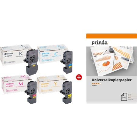 ORIGINAL Kyocera Value Pack nero / ciano / magenta / giallo TK-5240 MCVP 02 + Prindo Universal Papier 500 Blatt