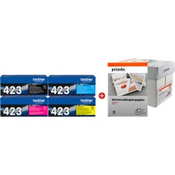 ORIGINAL Brother Value Pack nero / ciano / magenta / giallo TN-423 MCVP + Prindo Universal Papier 2500 Blatt ~18500 Seiten