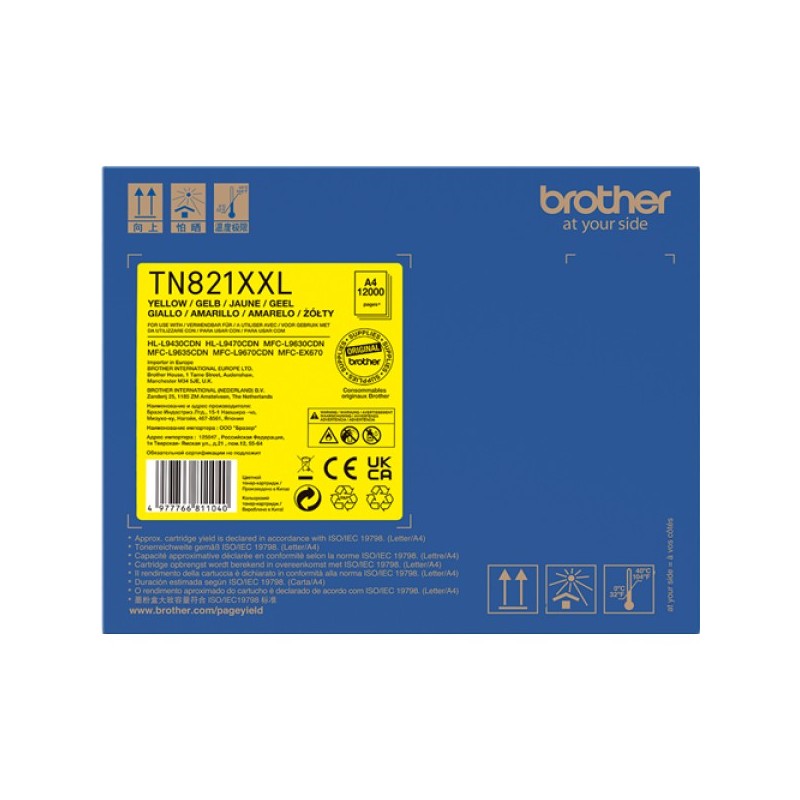 ORIGINAL Brother toner giallo TN-821XXLY 821XXL ~12000 Seiten