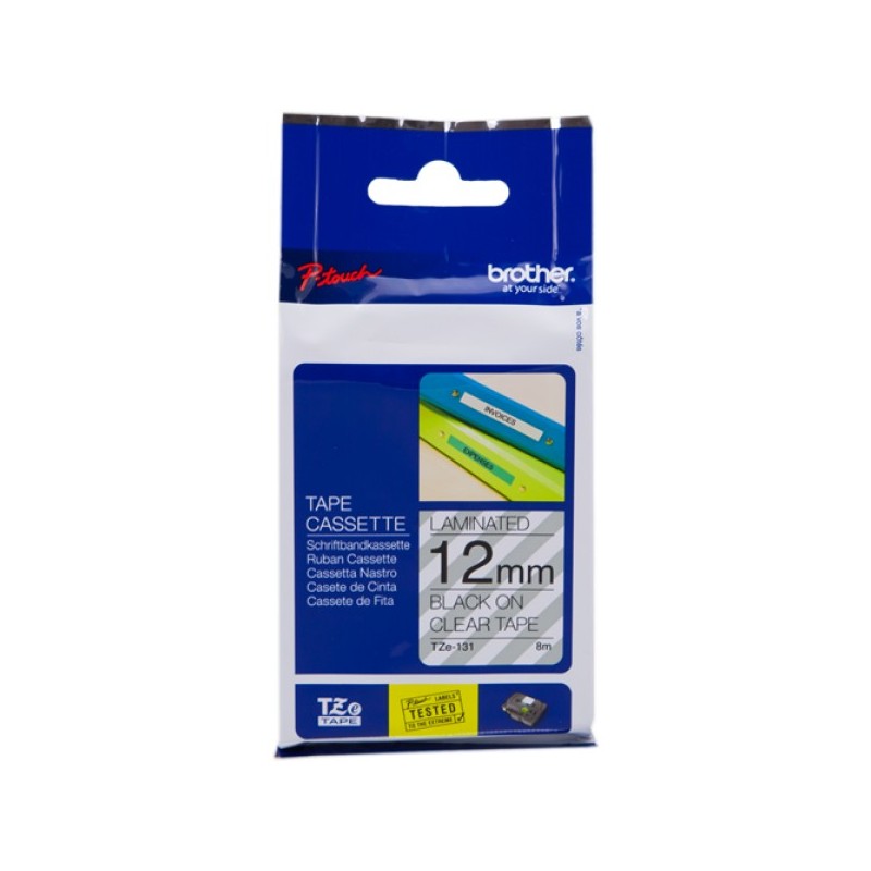 ORIGINAL Brother Nastro Nero su trasparente TZe-131 TZ-131 12 mm x 8 m, laminato