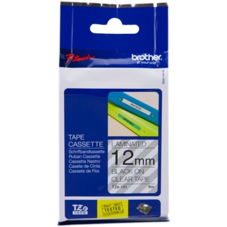 ORIGINAL Brother Nastro Nero su trasparente TZe-131 TZ-131 12 mm x 8 m, laminato