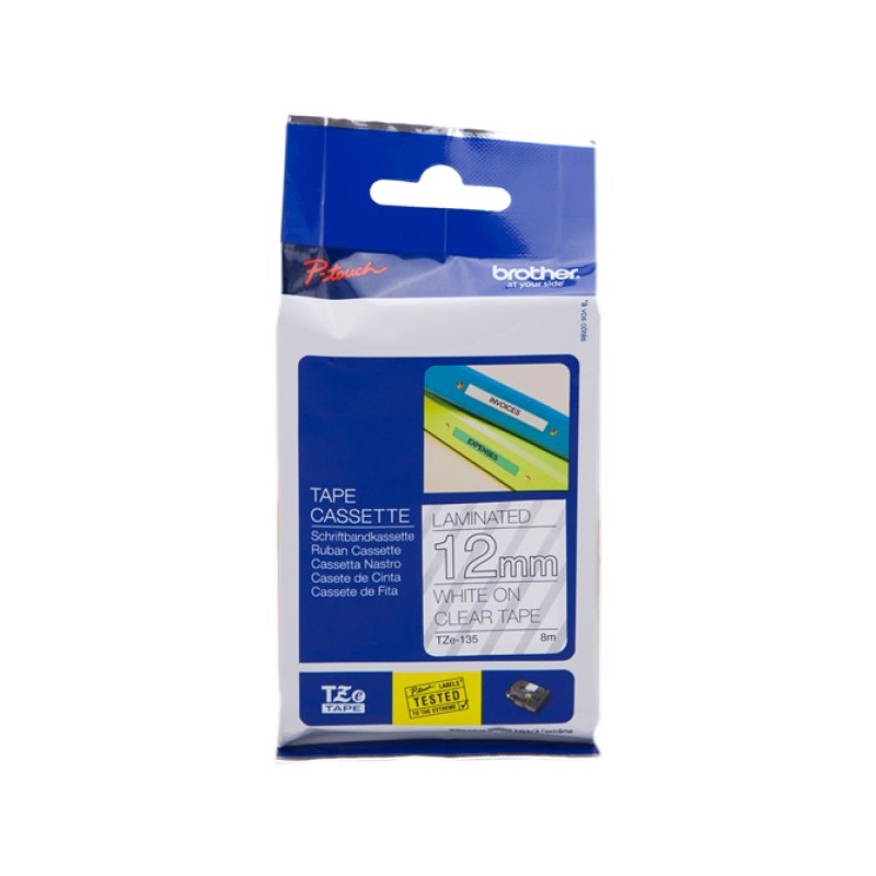 ORIGINAL Brother Nastro Bianco su trasparente TZe-135 TZ-135 12 mm x 8 m, laminato