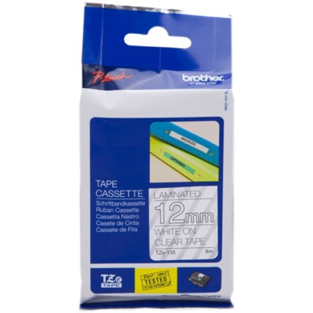 ORIGINAL Brother Nastro Bianco su trasparente TZe-135 TZ-135 12 mm x 8 m, laminato