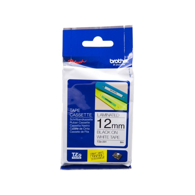 ORIGINAL Brother Nastro Nero su bianco TZe-231 TZ-231 12 mm x 8 m, laminato