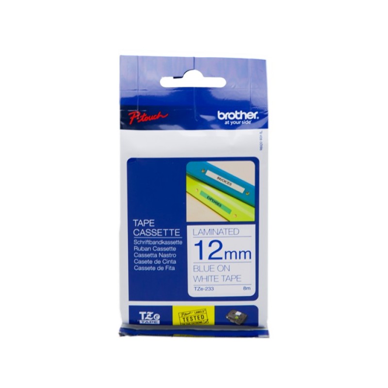 ORIGINAL Brother Nastro Blu su bianco TZe-233 TZ-233 12 mm x 8 m, laminato