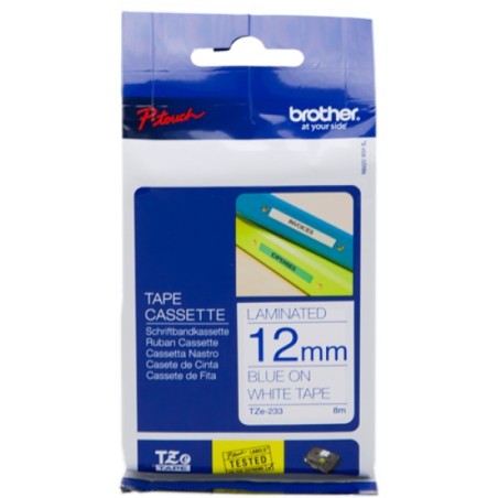 ORIGINAL Brother Nastro Blu su bianco TZe-233 TZ-233 12 mm x 8 m, laminato