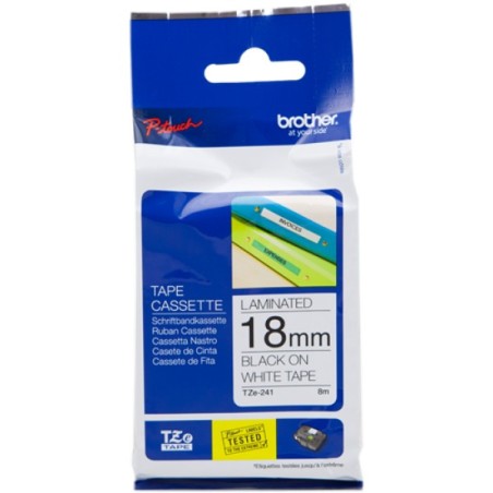 ORIGINAL Brother Nastro Nero su bianco TZe-241 TZ-241 18 mm x 8 m, laminato