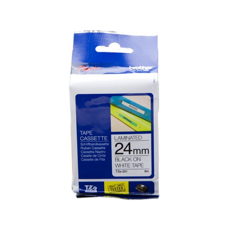 ORIGINAL Brother Nastro Nero su bianco TZe-251 TZ-251 24 mm x 8 m, laminato