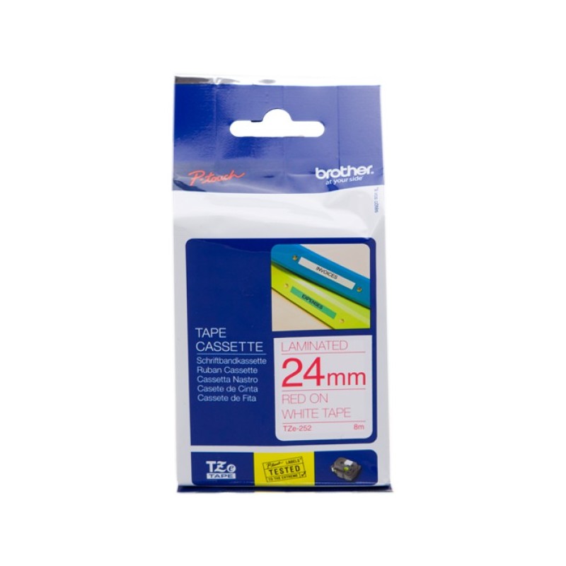 ORIGINAL Brother Nastro Rosso su bianco TZe-252 TZ-252 24 mm x 8 m, laminato