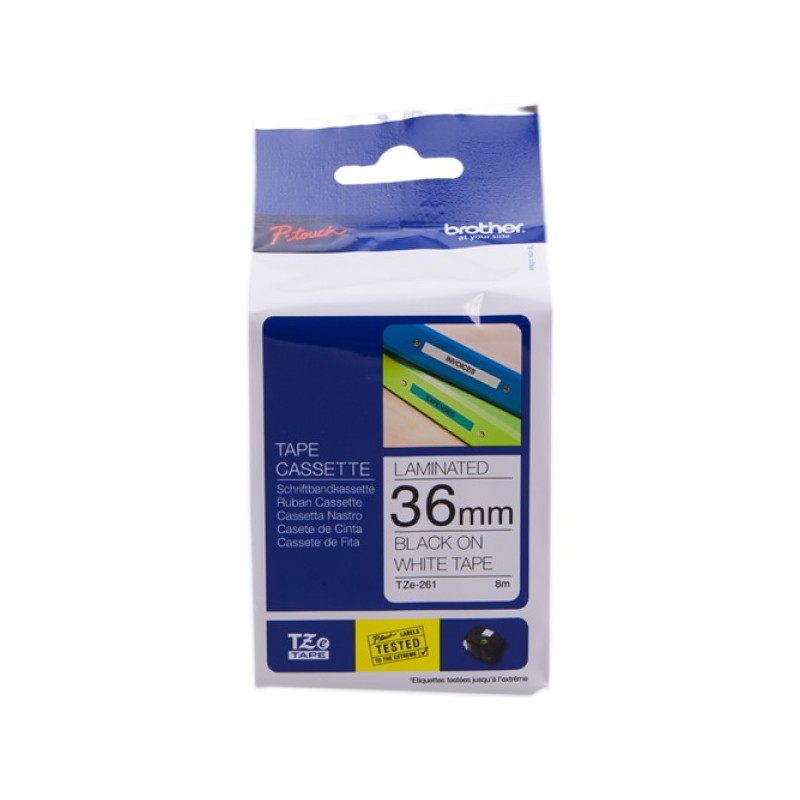 ORIGINAL Brother Nastro Nero su bianco TZe-261 TZ-261 36 mm x 8 m, laminato