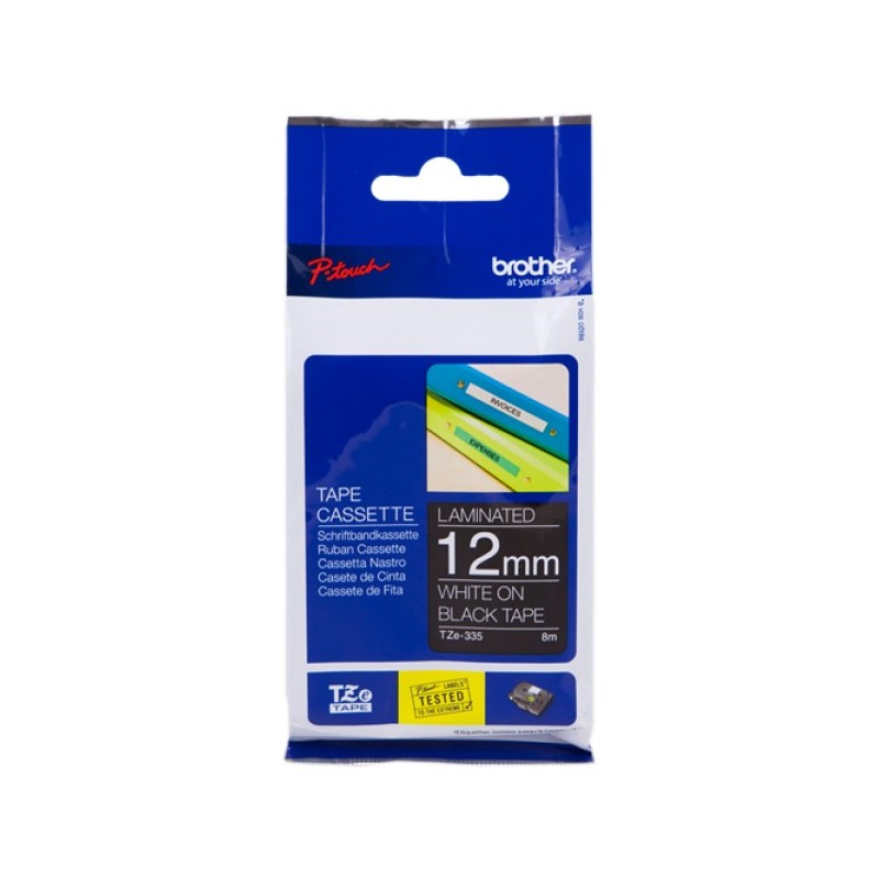 ORIGINAL Brother Nastro Bianco su nero TZe-335 TZ-335 12 mm x 8 m, laminato