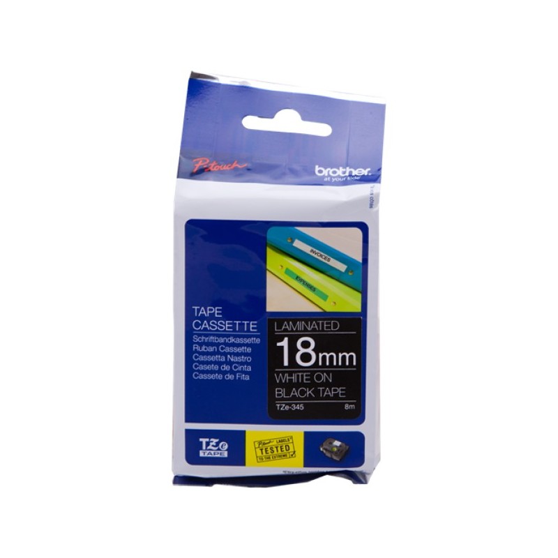 ORIGINAL Brother Nastro Bianco su nero TZe-345 TZ-345 18 mm x 8 m, laminato