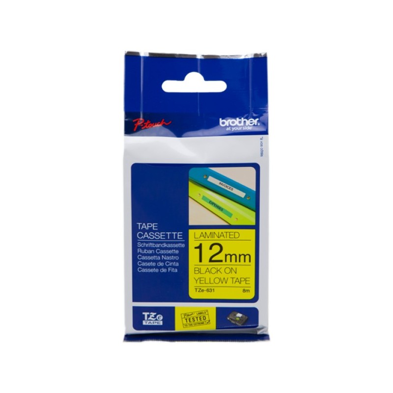 ORIGINAL Brother Nastro Nero su giallo TZe-631 TZ-631 12 mm x 8 m, laminato