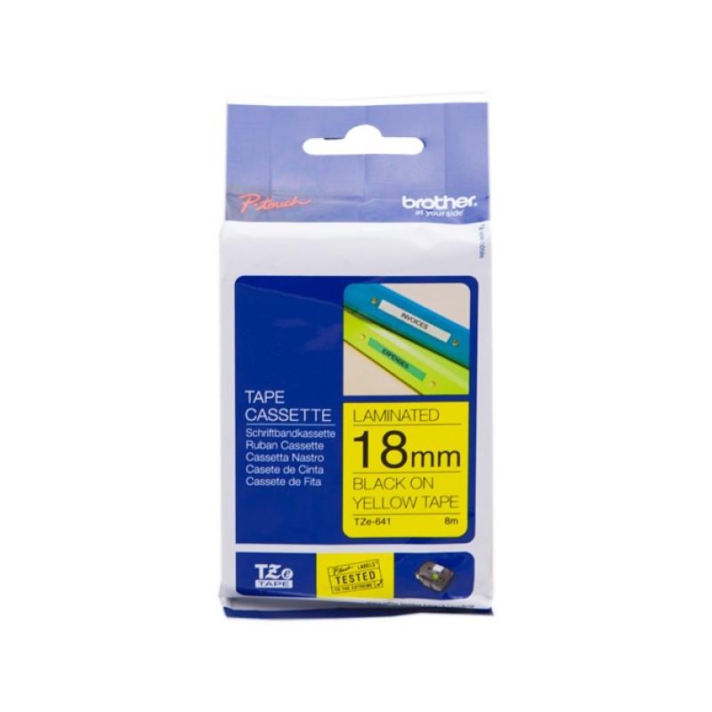 ORIGINAL Brother Nastro Nero su giallo TZe-641 TZ-641 18 mm x 8 m, laminato