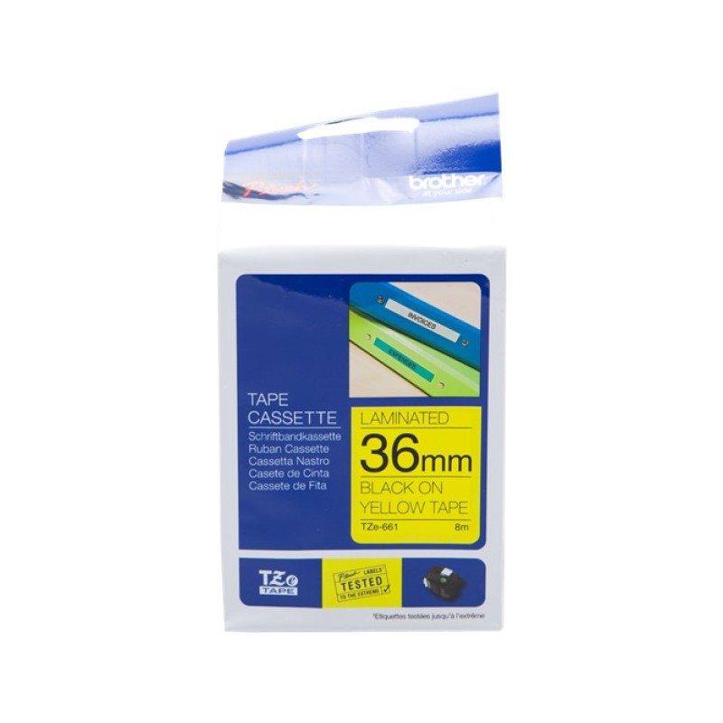 ORIGINAL Brother Nastro Nero su giallo TZe-661 TZ-661 36 mm x 8 m, laminato