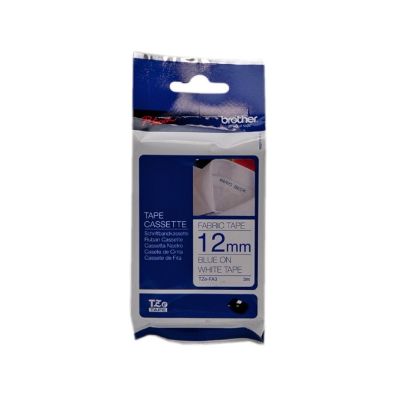 ORIGINAL Brother Nastro Blu su bianco TZe-FA3 TZ-FA3 12 mm x 3 m, banda applicabile con stiratura