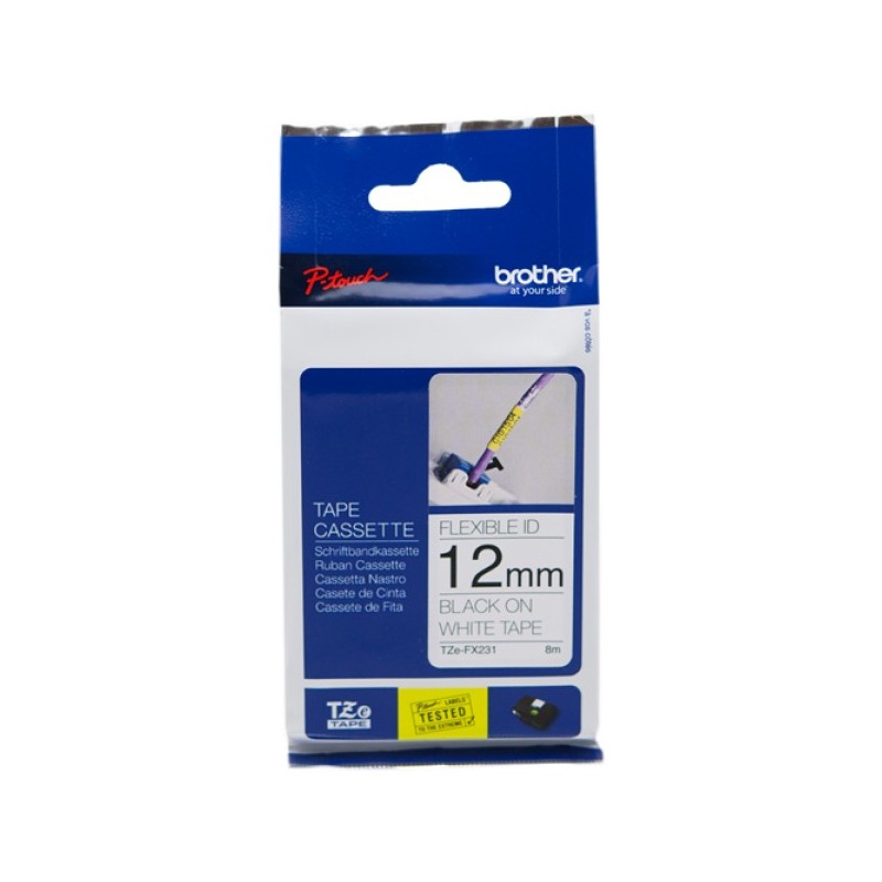 ORIGINAL Brother Nastro Nero su bianco TZe-FX231 TZ-FX231 12 mm x 8 m