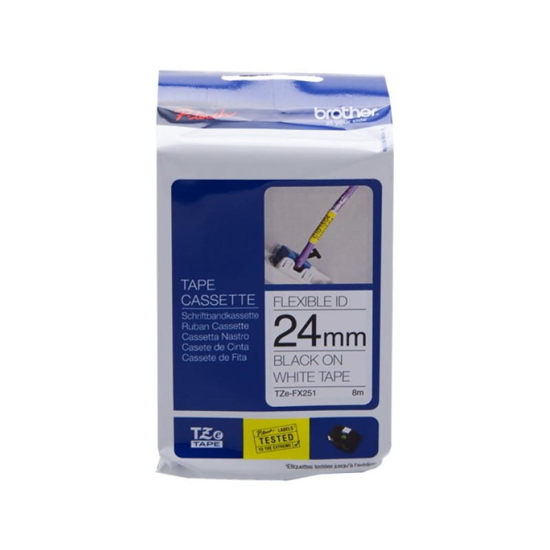 ORIGINAL Brother Nastro Nero su bianco TZe-FX251 TZ-FX251 24 mm x 8 m, laminato